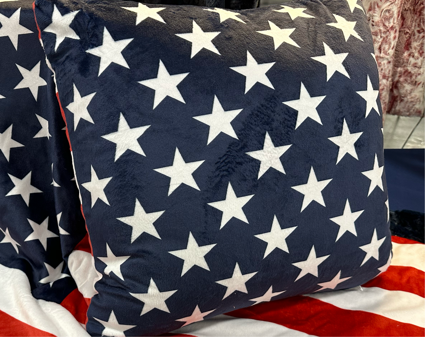 USA Flag Minky Pillow