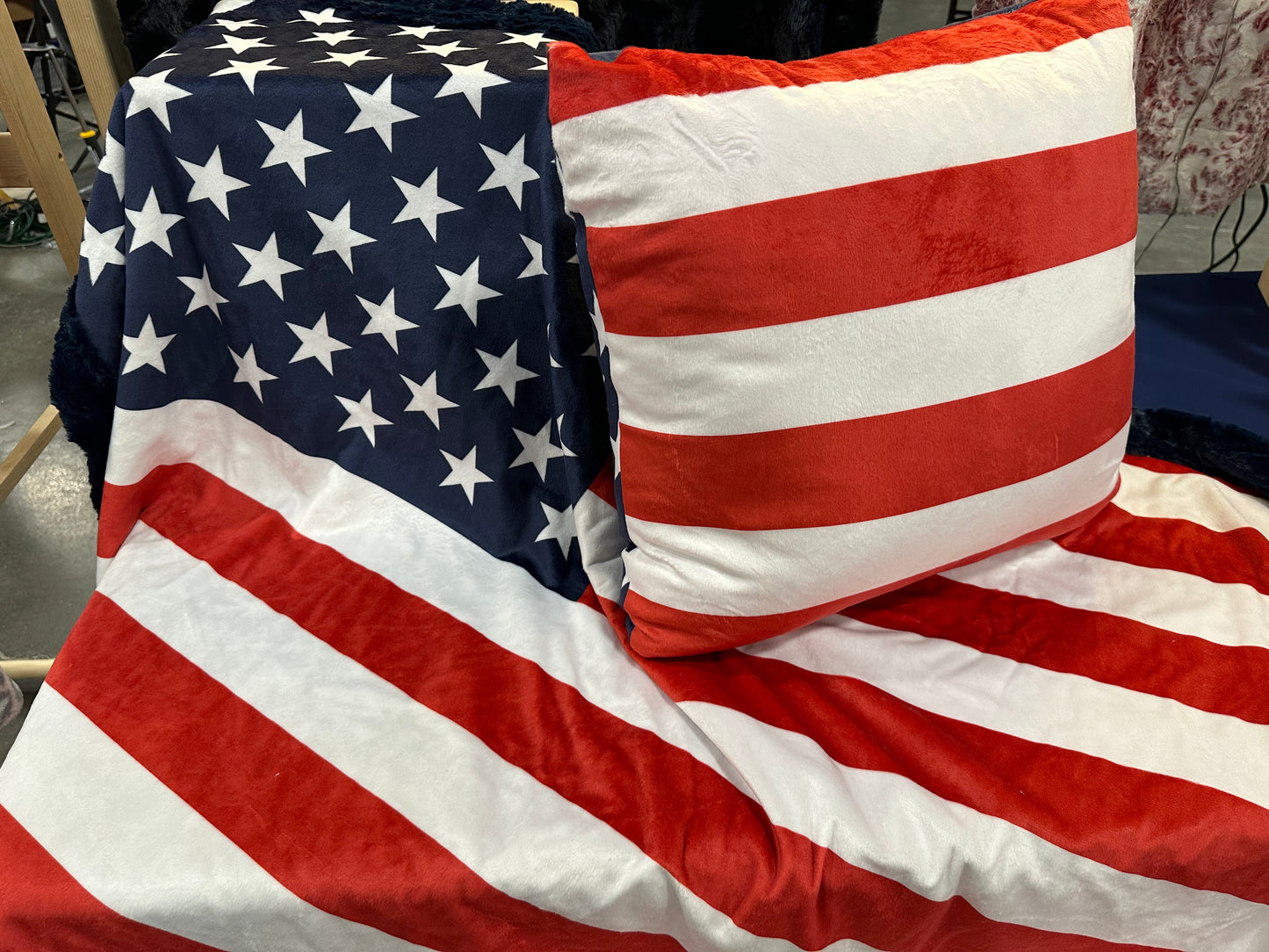 USA Flag Minky Pillow